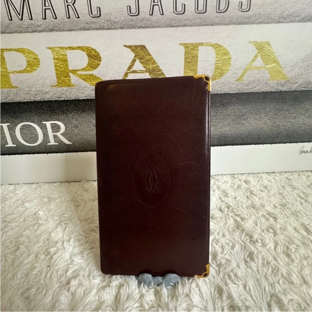 Cartier Brown Leather Wallet with Gold Trim